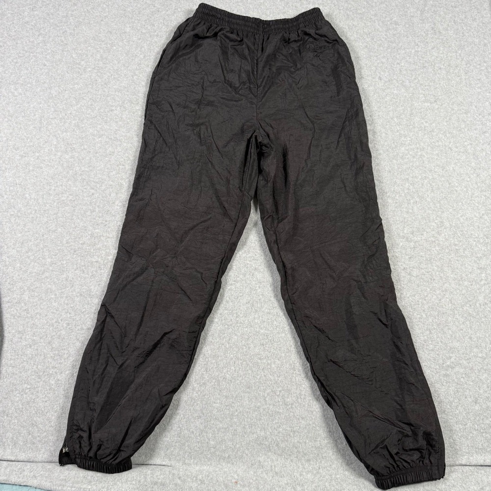 Vintage 90s Reebok Mens Black Nylon Windbreaker Track Pants Size Medium Joggers